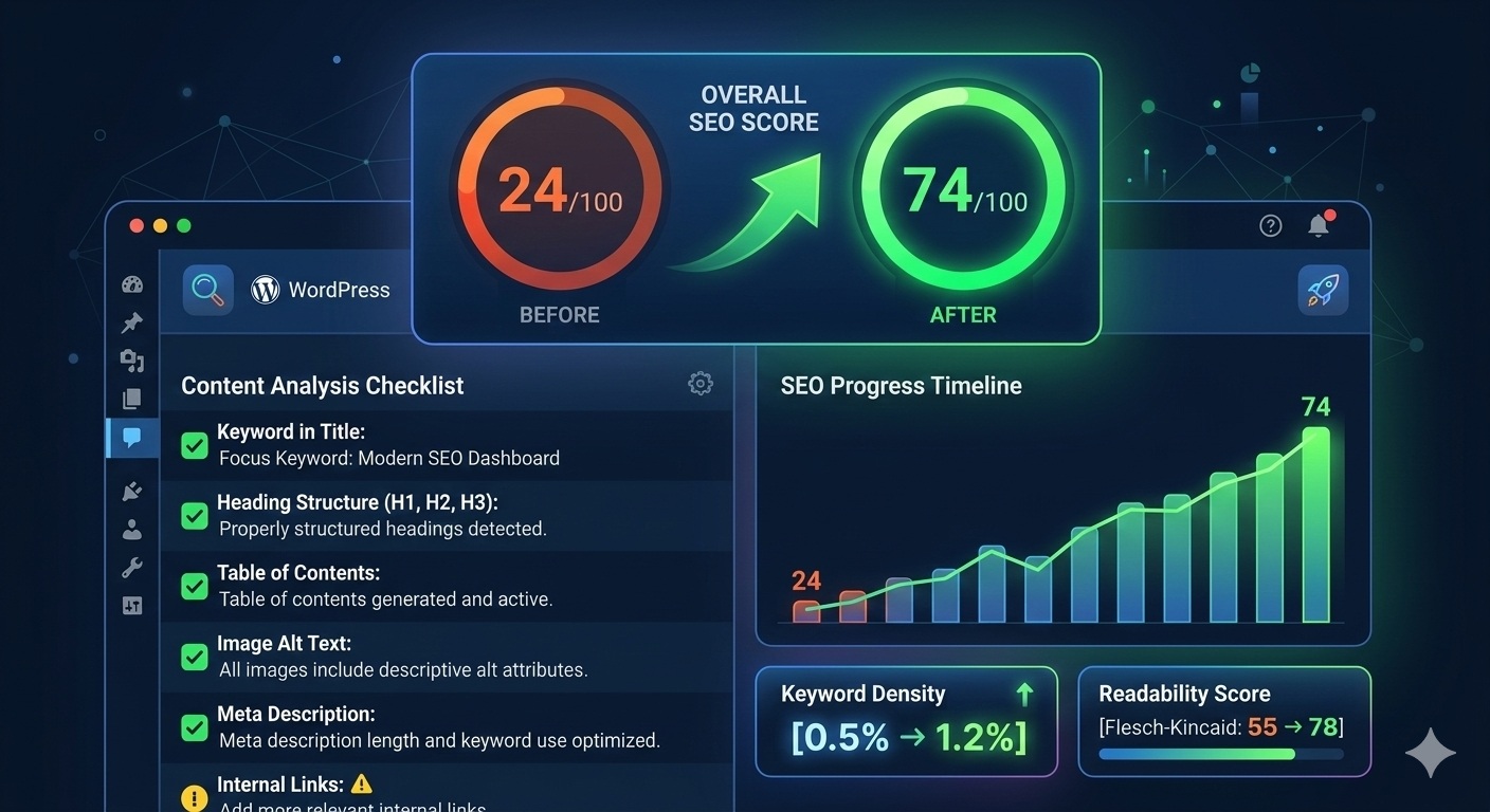 From 24 to 74: A Rank Math SEO Score Optimization Case Study