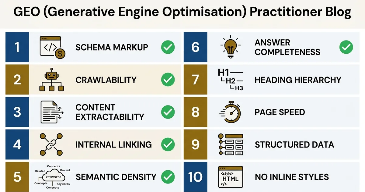 GEO audit: 10 technical checks every AI-optimised page should pass before deployment