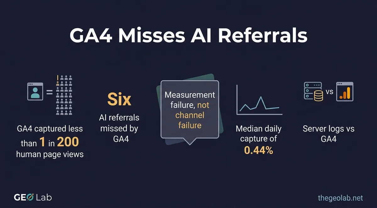 GA4 Misses AI Referrals Entirely. Your Server Logs Show How Much.